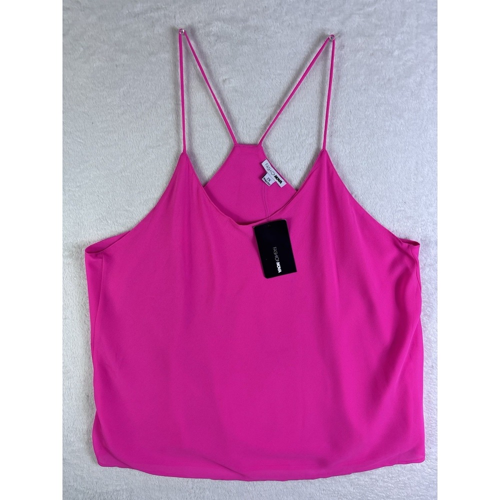 FASHION NOVA Womens Hot Pink Tank Top Size 2X Summertime Casual Beach Top